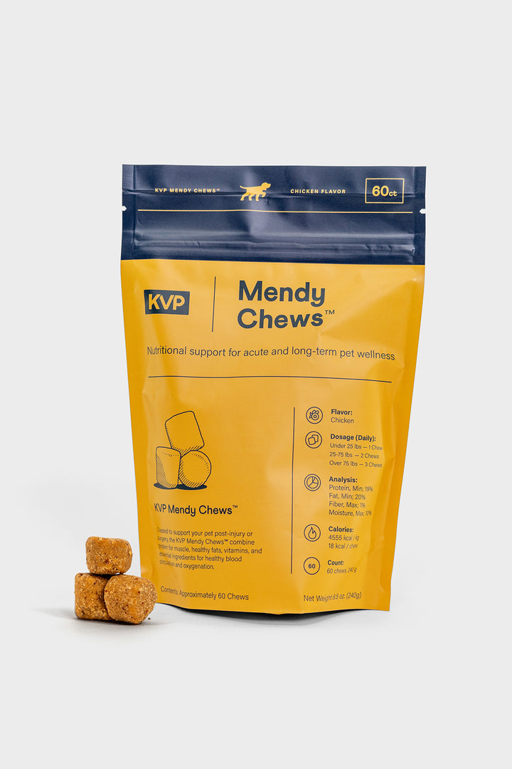 KVP Mendy Chews packaging with two chews on a white background